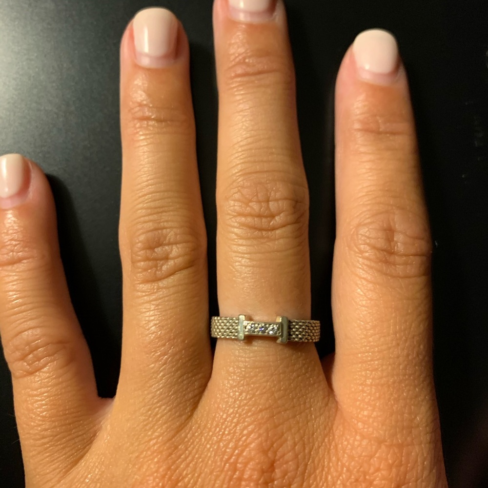 Tiffany & Co Somerset mesh narrow diamond ring